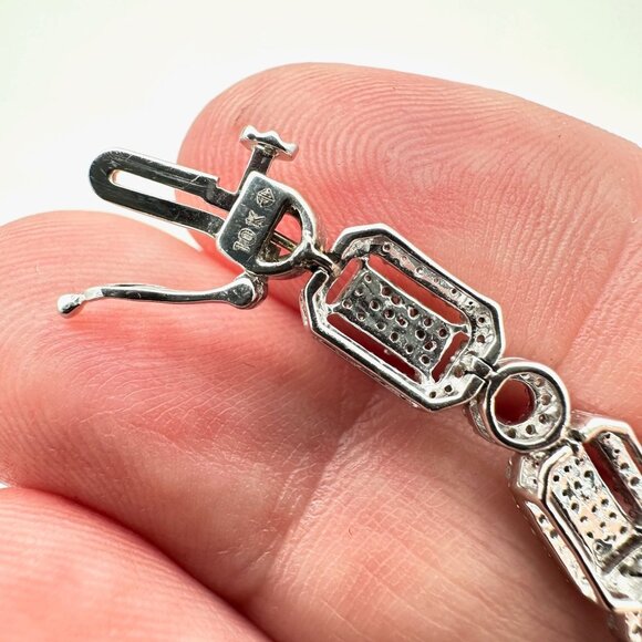 Womens Bracelet 14K White Gold 2 CT. Total Weight Diamond Art Deco Inspired - Picture 5 of 9